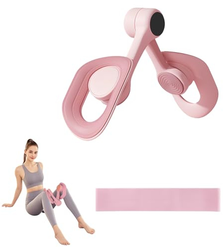 Beckenboden Trainingsgerät - Sportgeräte Zuhause zum Training der Oberschenkel, Oberschenkeltrainer mit Anti Rutsch Design, Postpartum Beckenbodentrainer mit Einem Elastischen Stretchband, Pink