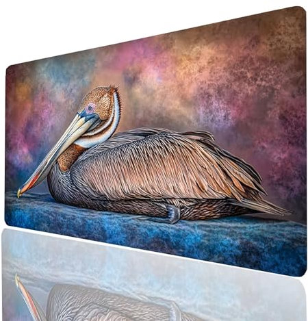Tapis de Souris xxl 160x80x0.3CM Pélicans Desk Mat AnimalTapis de Bureau Gaming Bords Cousus Design Durable et Imperméable avec Base en Caoutchouc Antidérapante pour Souris Sans Fil Clavier Model06640