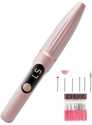Elektrisk Nagelfil,Trådlös Elektrisk Nagelborr Sats Med Uppladdningsbar Bärbar Slip & Digital Display - Uppladdningsbar Slip Med Reservdelar & Digital Display För Nagelvård Och Polering