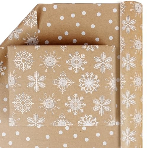 Rotolo di carta da regalo natalizia, rotolo di carta da regalo per Natale, compleanno, confezione regalo, 43 cm x 10 m (marrone)