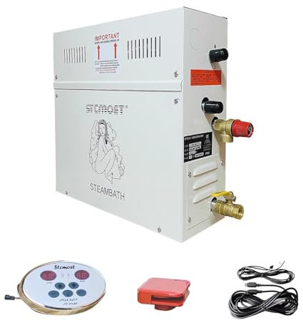 Generador de Vapor, Kit Completo de Ducha de Equipo de 4,5KW/6KW/8KW/9KW/12KW/15KW/18KW, Generador de Vapor para Sauna, con Controlador, para Uso Doméstico y Comercial, Temperatura 25~55℃(43x18x54cm/1