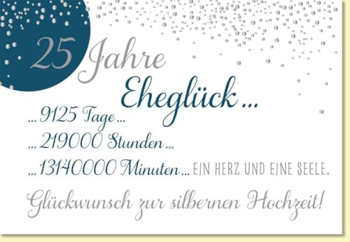 Gutsch Verlag Glückwunschkarte Silberhochzeit 25 Jahre Eheglück stilvolle Doppelkarte mit Spruch und silbernen Akzenten für besondere Hochzeitsjubiläen - mit Umschlag
