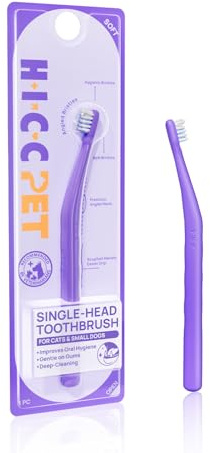 HICC PET Toothbrush for Cats & Small Dogs, Vet-Recommended Ergonomic Pet Toothbrush for Easy Teeth Cleaning, Gentle on Gums, Cat & Dog Dental Care, Improves Oral Hygiene. Toothpaste Not Included