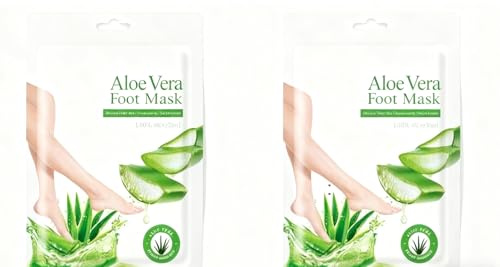 2 Pares Mascarilla Pies Exfoliante, Máscara Pies Peeling, Calcetines Exfoliantes, Foot Peel Mask para Secos y Agrietados, Reparar el Talón Agrietado y Muerto (Aloe Vera + Aloe Vera)