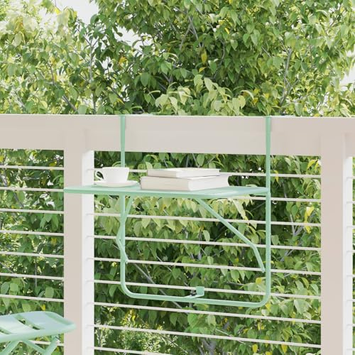 IBUQDDV Klappbarer Balkon-Hängetisch aus Stahl in Mintgrün 60x40 cm faltbar für Terrasse und Außenbereich mit wetterfester UV-Beständigkeit platzsparend für bis zu Vier Personen