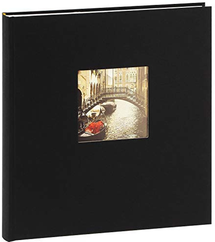 goldbuch 27 897 Bella Vista Fotoalbum mit Bildausschnitt Schwarz, Erinnerungsalbum im Format 30 x 31 cm, Foto Album 60 weiße Seiten mit Pergamin-Trennblättern, Fotobuch mit Leineneinband, Noir
