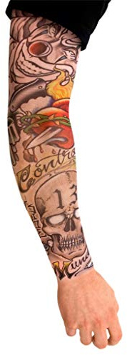 Maskworld Bandit - Tattoo Ärmel zum Überziehen - Armgröße: L - Kostüm-Zubehör für Halloween, Karneval & Motto-Party