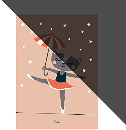 Julica Nachtleuchtende Bilder fürs Babyzimmer | Poster Kinderzimmer | Kinderbild Tiere | 50x70 cm (Katze)