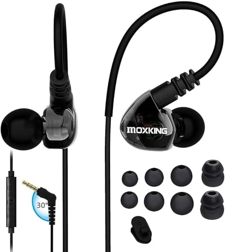 Sport Kopfhörer Kabelgebunden, Wasserdichte In Ear Ohrhörer mit Mikrofon | Kräftiger Bass-Stereoklang mit Noise Isolation und Fernbedienung, ideal für Laufen, Joggen und Fitness