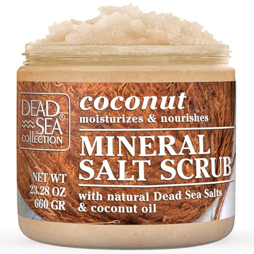 Dead Sea Collection Gommage Сorps au Sel - 660 g. - à la Noix de Coco - Effet Exfoliant - Contient des Huiles Essentielles Biologiques et des Minéraux Naturels de la Mer Morte.