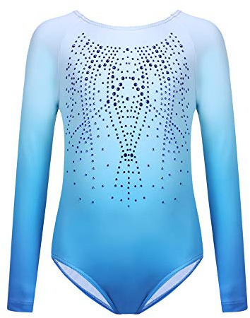 trudge Kinder Turnanzug Gymnastikanzug Mädchen Leotard Langarm Trikot Training Dancewear Gymnastikbody Tanzbekleidung Wettkampf 3-12 Jahre
