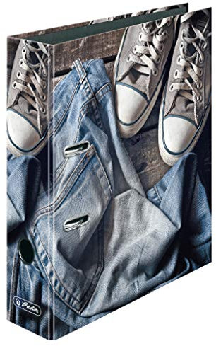 herlitz 50030965 Ordner maX.file, A4, 8cm, Motiv: Jeans Shoes, 1 Stück