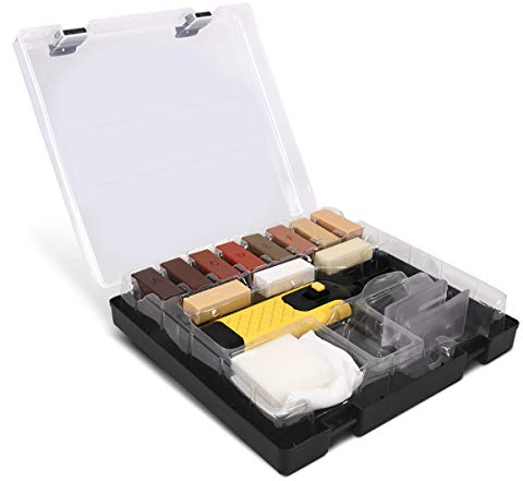 Navaris Laminat Reparaturset Hartwachs 17-teilig - Parkett Reparaturset - Holzreparatur Set - 11 Farbtöne - Holz Reparatur - Holz Kit mit Aufbewahrungsbox