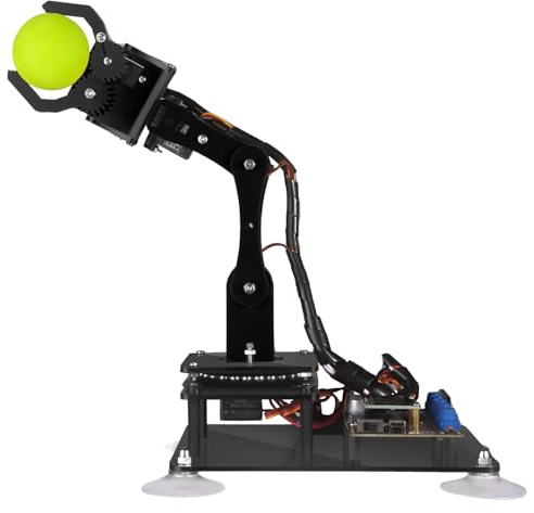 Adeept 5-DOF Roboterarm-Set, 5 Achsen, Roboter, kompatibel mit Arduino IDE, programmierbar, DIY-Codierung, STEM-Robotikarm mit OLED-Display-Verarbeitungscode und PDF-Anleitungen – Schwarz
