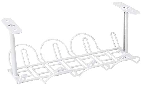 Under Desk Cable Management 32x17x14cm Plastic Wire Cable Tray for Wire and Power Cord Organizer (White)