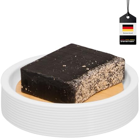 bremermann Seifenschale Segno aus Bambus und Kunststoff // Seifenhalter für Stückseife (Weiß)