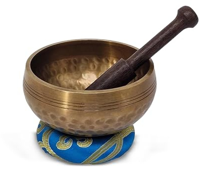 Tibetan Hand Made Singing Bowl – Authentic Nepalese Hand Beaten Meditation Bowl Set with Cushion & Mallet – Sound Healing Bowl for Yoga, Mindfulness & Chakra Therapy (10.5cm)