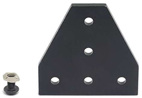 Iverntech 8xschwarze T-förmige Eckwinkel, Außenverbindungsplatte mit 40xM5-T-Muttern + 40xM5-Schrauben + 1xSchraubenschlüssel für Standard-6-mm-Schlitz-Aluminium-Strangpressprofil der Serie 2020.