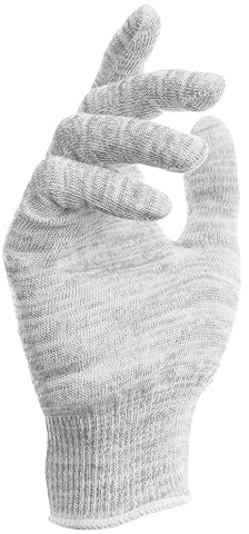 Baumwollhandschuhe, Textilhandschuhe aus Baumwolle und Silber mit engem Bündchen, Handschuhe aus Baumwolle, zur Dermatest: Sehr Gut - weiß und silber
