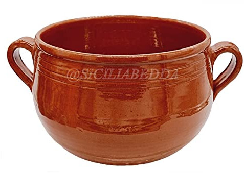 sicilia bedda - Couscoussiera Trapanese in Terracotta - Prodotto 100% Artigianale Come da Tradizione Trapanese (Diamentro 18 Centrimetri)