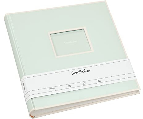 Semikolon 364060 Album Jumbo - 30 x 30 cm, 100 pages couleur crème, pour photos 10 x 15, avec papier vélin - vert mousse pastel