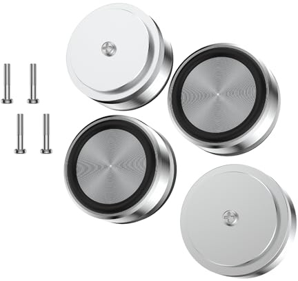 Tertullus 4 Stück Aluminium HiFi Gerätefüße 39mm×17mm Silver Schrauben Lautsprecher Absorber Subwoofer Füße Mit 4 Schrauben Für HiFi-Geräte