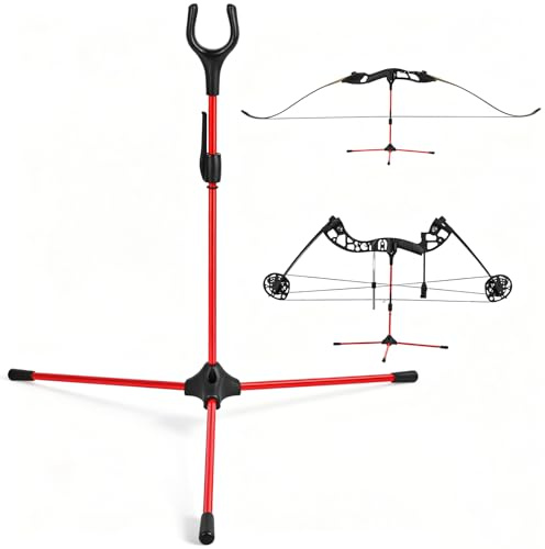 FENJANER Archery Bow Stand for Recurve Bow Glassfiber Lightweight Bow Holder Rack Legs for Compound Bow (Red)