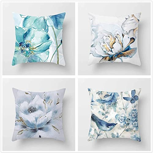 Tinnoon Kissenbezug 45x45cm 4er SetBoho Wohnzimmer Outdoor Deko, Schlafzimmer Zimmer Dekor Kissenhülle Kissenbezüge mit Verstecktem Reißverschluss, Couchkissen, Sofakissen Weinachten Schöne Blumen