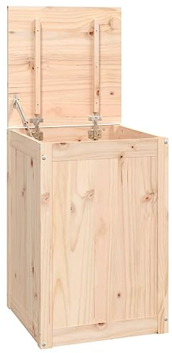 vidaXL Boîte à Linge, Panier à Linge en Bois avec Couvercle, Corbeille à Linge, Panier de Rangement Salle de Bain Maison, Bois Massif de Pin