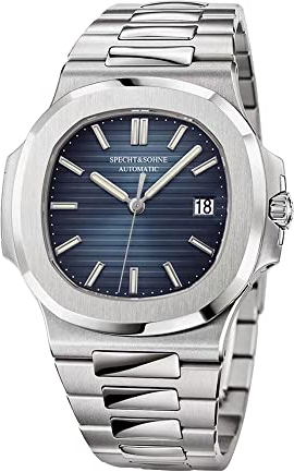 TACTO Specht&sohne Automatikuhren für Herren Japan Miyota 8215 Uhrwerk Mechanische Uhr Edelstahl Saphir Wasserdicht, Blau, Classic