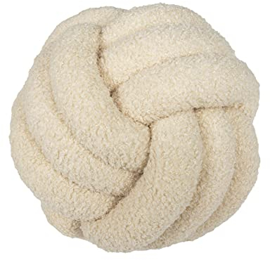 Koomuao Knotenkissen, Plüsch-Knoten-Ball-Kissen Geknotetes Kissen Sherpa Rund Weicher Knoten Ball Kissen Dekor Sofa Kissen für Schlafzimmer Wohnzimmer (22cm, Beige)