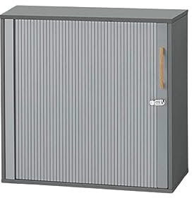 Aktenschrank abschließbar 80cm breit, Querrollladenschrank Graphit,Schreibtischschrank 2 OH, Mehrzweckschrank mit Griffen, Allzweckschrank, Haushaltsschrank, Büroschrank,Schrank aus Holz