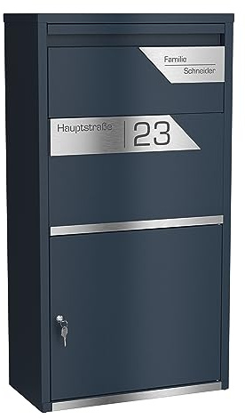 Graviers Design Cassetta delle lettere personalizzata autoportante – acciaio verniciato a polvere con targhetta in acciaio inox – Cassetta delle lettere blocco postale per pacchetti lettere design 6