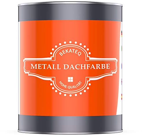 BEKATEQ Dachfarbe 3 in 1 Anthrazitgrau 1L in seidenglänzend, für Metalldach, Blechdach, Eternit - Blechdachfarbe & Sockelfarbe, Metallschutzlack, Dachbeschichtung LS-580