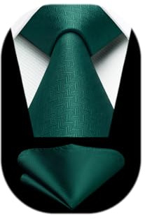 HISDERN Krawatten für Herren Hochzeit Krawatte mit Einstecktuch Klassisch Plaid Hahnentritt Business Krawatten & Taschentuch Set