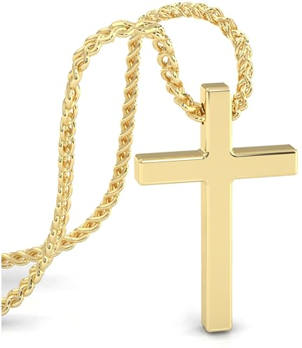 SERASAR Cruz Collar Hombres Colgante - 50cm Oro Joyería Cadena De Chapado en Idea Regalo Cumpleaños Día Del Padre Punk Rock San Valentín