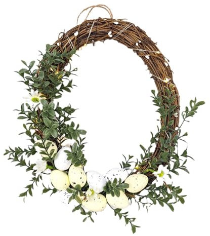 Novent Couronne d'oeufs de pâques Couronne de Porte couronnes de pâques artificielles Printemps décor à la Maison Couronne de pâques pour l'été Printemps décor à la Maison