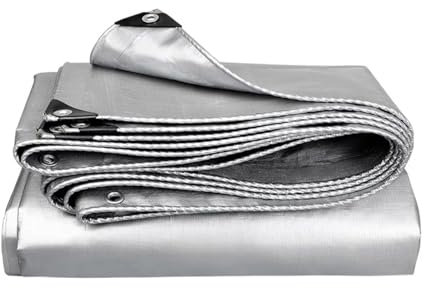 Wasserdicht Plane Plane mit Ösen Regenplane Schutzplane Abdeckfolie Poolplane Holzplane Allzweckplane, 0.32mm für Gartenmöbel Trampolin Poll Auto, Anpassbar blais (Color : Silver, Size : 3x5m)
