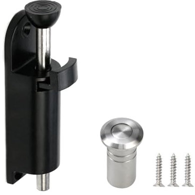 MY MIRONEY Spring Loaded Sliding Door Lock Black Patio Door Lock Heavy Duty Door Security Slide Latch Zinc Alloy Foot Operated Kick Lock for Slide Glass Door