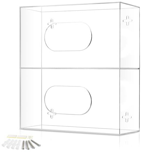 Double Glove Box Holder Wall Mount Glove Dispenser - Disposable Glove Holder Wall Mount Glove Station for Medical Gloves, Multipurpose Kitchen Gloves Holder - Includes Hanging Hardware