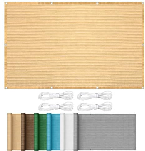 Voile d'ombrage Rectangulaire 3 x 4 m Protection UV Tissu HDPE Perméable à l’Eau Toile Pergola Multi Couleur et Taille pour Extérieur Terrasse Jardin, Jaune Sable