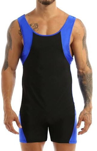 Idrottsundertröjor for män, brottning Singlets dräkt Badkläder Fitness Leotard Gym Tyngdlyftande outfit Man Tights One Piece ärmlös brottning (Color : 1, Size : 6XL)