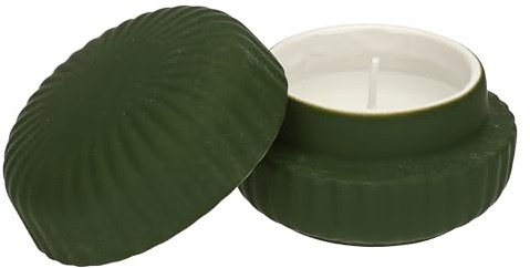 Rituali Domestici - Candela Verde Coperchio in ceramica, 8 x 8 cm, profondità 5.3 cm, collezione Sofficeluce