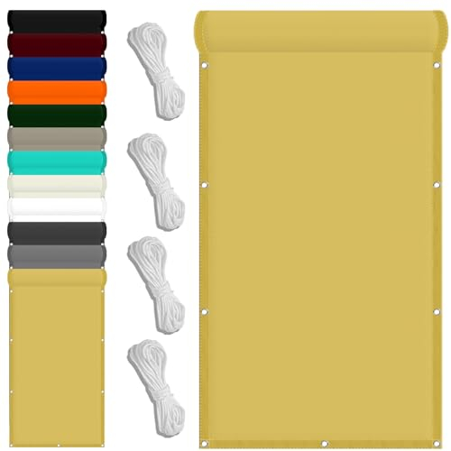 Sonnensegel Wasserdicht 140 x 150 cm Windschutz Rechteck Balkon Sichtschutz Uv-Schutz-Polyestergewebe mit Seil Sonnenschutz für Garten Terrasse Und Balkon, Creme Farben