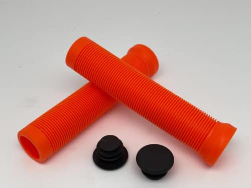1 Pair Handlebar Grips – Ergonomic Shock-Absorbing Soft Rubber Bicycle Grips with Dual Lock-On System, Non-Slip MTB, Road, Scooter & Commuter Bike Grips (Orange)
