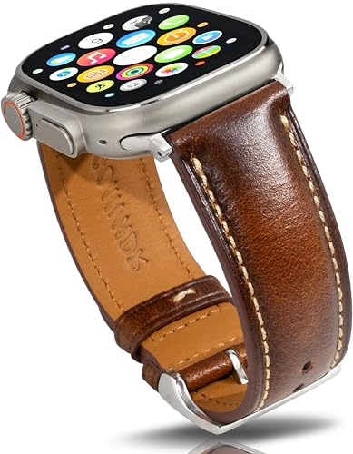 Gomvadr Lederbänder Kompatibel mit Apple Watch 38mm 40mm 41mm 42mm 44mm 45mm 49mm,Wachsöl Lederband für Männer Ultra Serie 9 8 7 6 5 4 3 2 1