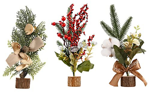 Cabilock Mini-Christbaumschmuck 3-teilig Kunststoff Weihnachtsbaum Basteln Für Zuhause Und Büro Dekoration