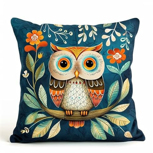 kitphoenix Knüpfkissen Set Eule 3D Handgemachte Geschenke Knüpfteppich für Kinder und Erwachsene Knüpfset 43cm X 43cm