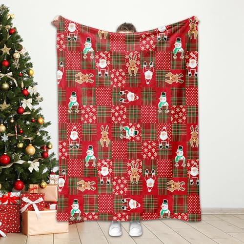 MIQEBX Plaid Couverture de Noël, Couverture en Flanelle Bonhomme de Neige de Noël Imprimée pour Enfants Adultes Doux Microfibre Literie Couverture De Polaire pour Lit Canapé (A3, 130x150cm)