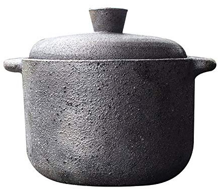CRBUDY Casseruole con Coperchio Pentola in Terracotta di Grande capacità con Coperchio Casseruola retrò binaurale Pentole Fatte a Mano Pentola Rotonda in Terracotta Mantenere ca